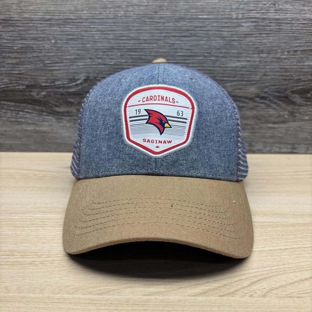 Saginaw Valley State Cardinals Hat Cap Strap Back Mens Gray Tan NCAA Football